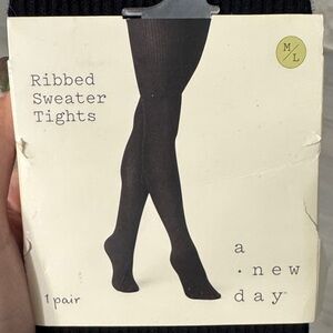 a new day Black Ribbed Sweater Tights M/L
